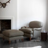 Bespoke, handmade armchair with ottoman in linen. - Beaumont & Fletcher