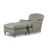 Bespoke, handmade armchair with ottoman in linen. - Beaumont & Fletcher