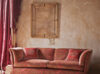 Luxury, bespoke and handmade sofa in red paisley designed velvet with embroidered cushions and Georgian style mirror. - Beaumont & Fletcher