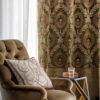 Bespoke, handmade armchair in velvet with embroidered cushions and drapes. - Beaumont & Fletcher