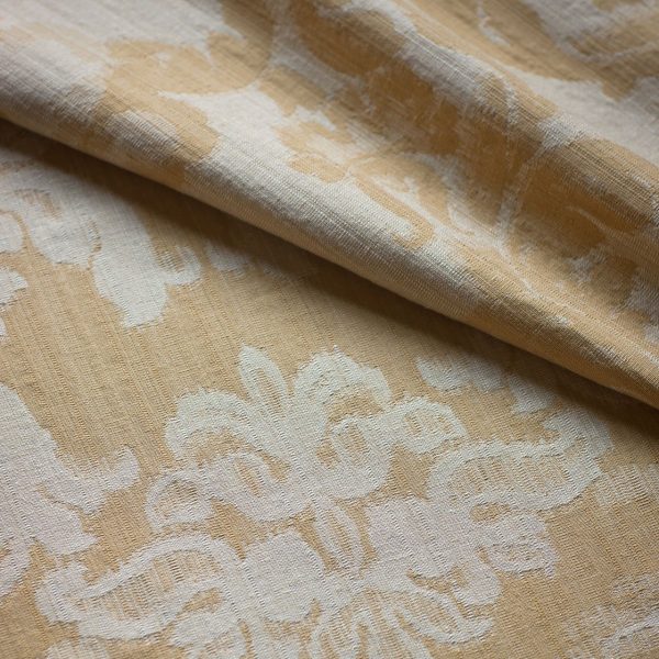 Luxury, reversible mustard damask fabric.