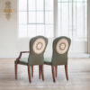 Bespoke, handmade dining chairs in dark green wool with hand embroidery - Beaumont & Fletcher