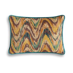 Kyma cushion - Rio backing and piping in Capri silk velvet - Aquamarine