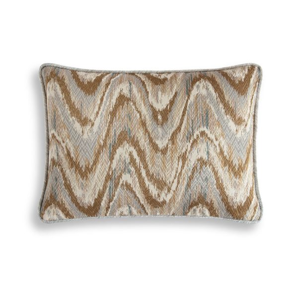 Kyma cushion - Driftwood backed and piped in Capri silk velvet - French grey