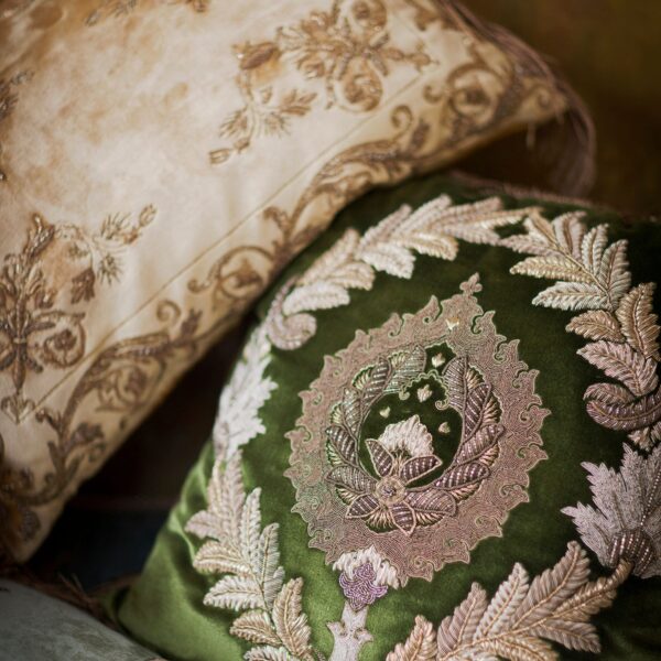 A collection of luxurious hand embroidered cushions