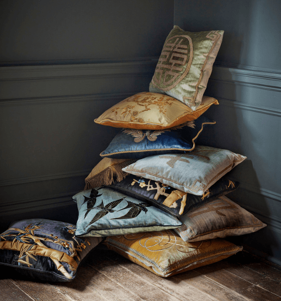 luxurious collection of hand embroidered cushions