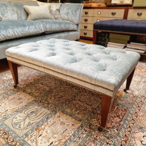 Brummel footstool in Como silk velvet - Teal