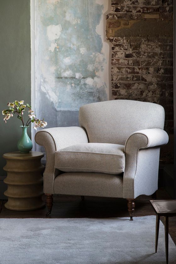 A classic club chair in a luxurious wool
