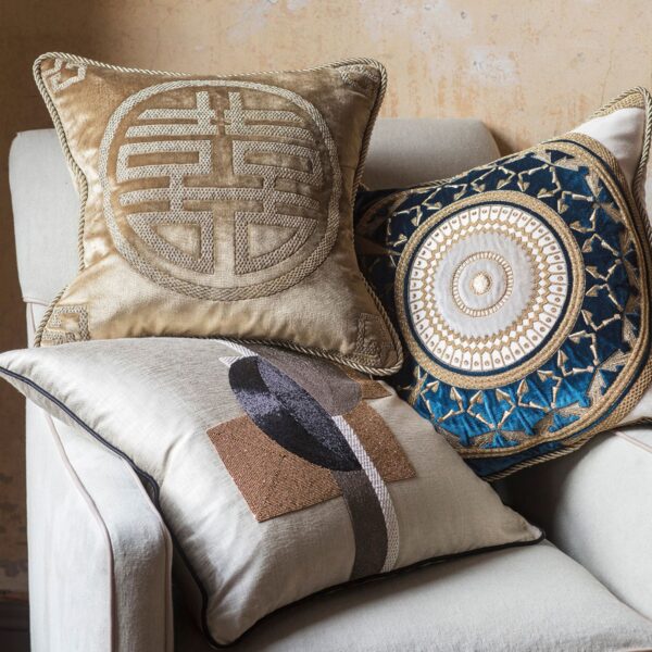 A collection of luxurious hand embroidered cushion