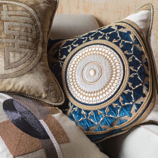 A collection of luxurious hand embroidered cushions