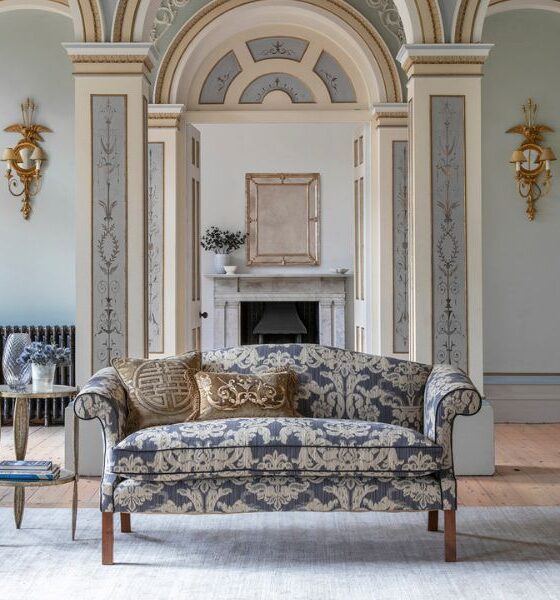 A modern Georgian inspired sofa in a simple Damask fabric