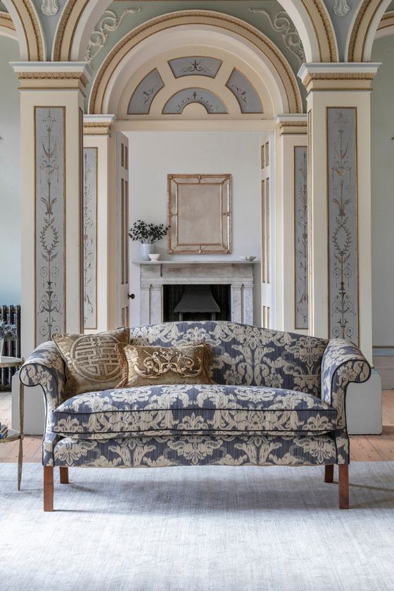 A classic Georgian style sofa in a modern damask fabric