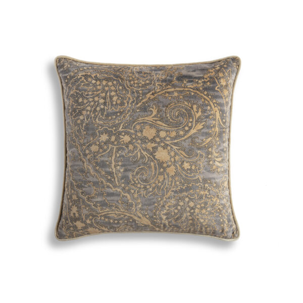 Balthazar cushion - Dusk with back and piping in Capri silk velvet - Stone