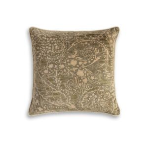 Balthazar cushion - Laurel with back and piping in Capri silk velvet - Stone