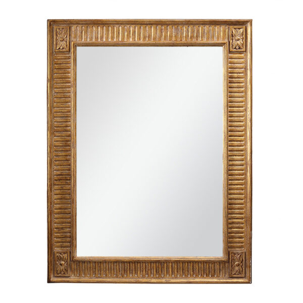 Fluted mirror in Antique gold plain glass