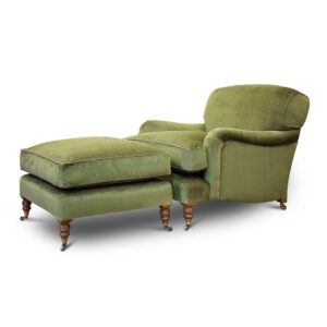 Howard chair and matching ottoman in Troilus velvet - Lichen