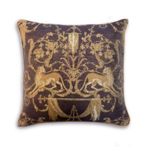 Lawrence cushion - Iris with piping in Capri silk velvet - Almond