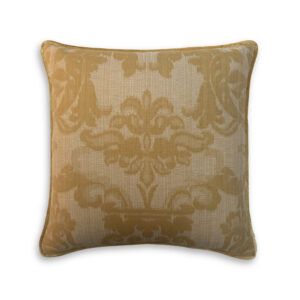 Wicklow cushion - Maize with piping in Capri silk velvet - Almond