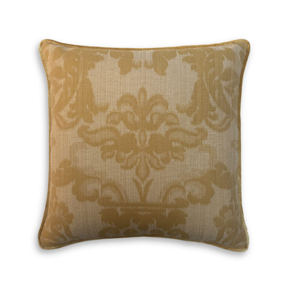 Wicklow cushion - Maize with piping in Capri silk velvet - Almond